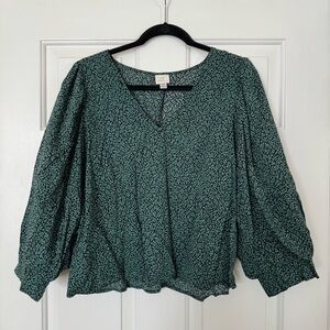 A New Day Green Patterned Blouse